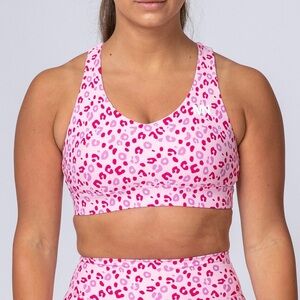 Muscle Nation pink leopard sports bra